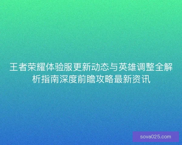 王者荣耀体验服更新动态与英雄调整全解析指南深度前瞻攻略最新资讯