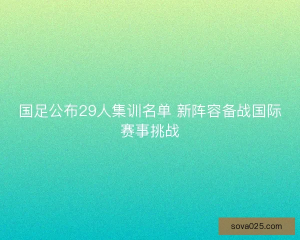国足公布29人集训名单 新阵容备战国际赛事挑战
